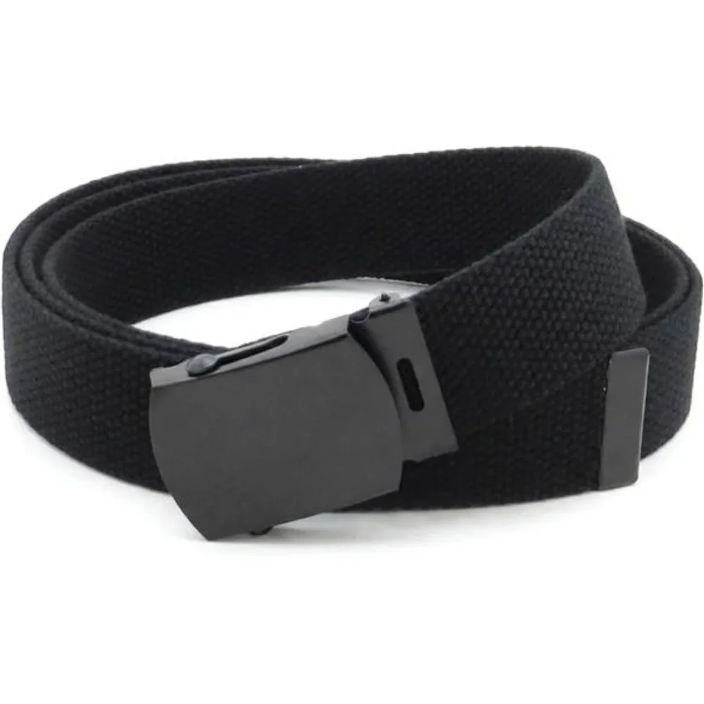 Canvas Web Belt Military Style with Black Buckle and Tip 56